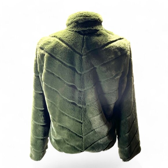 CiSono Faux Fur Olive Green Outerware Collection Size Large Zipper/Snap - Picture 8 of 15
